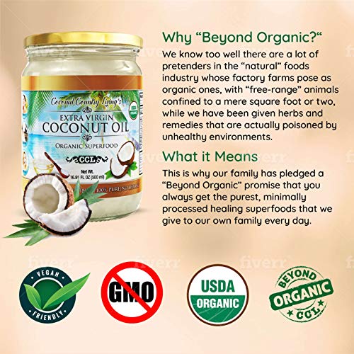 Organic Coconut Oil 33.81 Oz Extra Virgin Cold-Pressed For Hair,