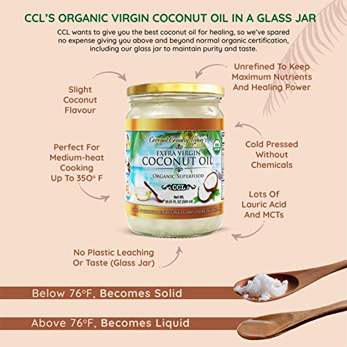 Organic Coconut Oil 33.81 Oz Extra Virgin Cold-Pressed For Hair,