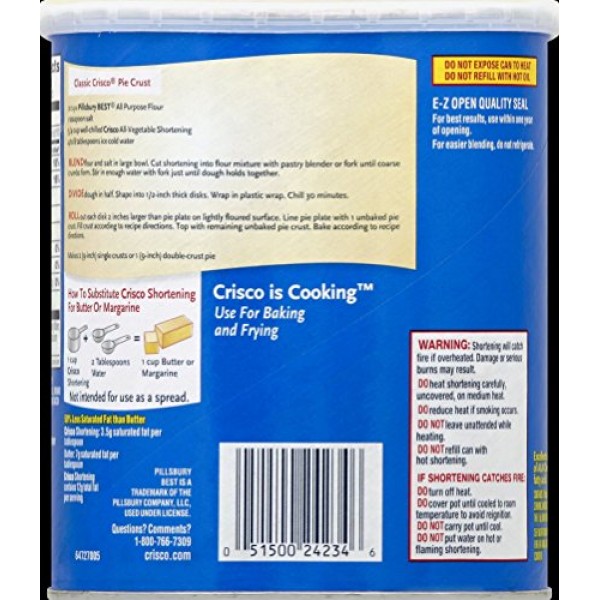 Crisco All Vegetable Shortening, 48 Ounce (Pack of 12)