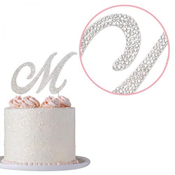  Letter M Cake Topper - Premium Rose Gold Metal - M Monogram  Wedding or Anniversary Party Sparkly Rhinestone Initial Decoration Makes a  Great Centerpiece - Now Protected in a Box 