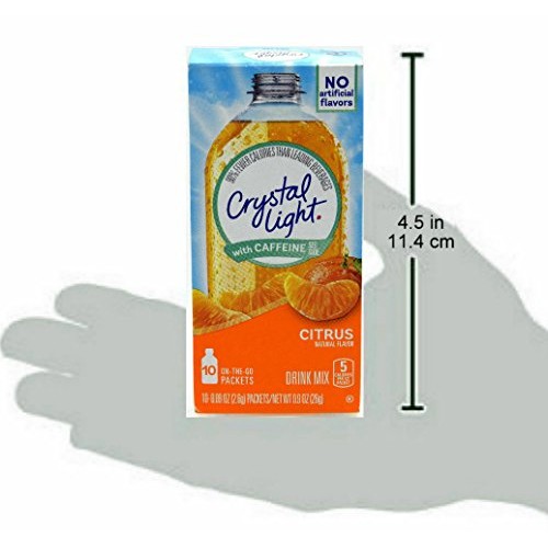 Crystal Light On The Go Citrus With Caffeine Drink Mix, 10-Packe