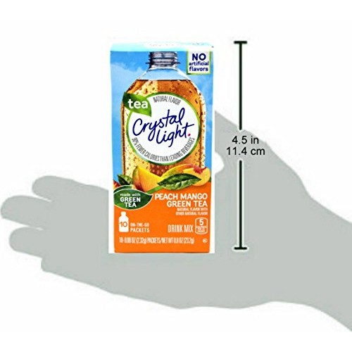 Crystal Light On The Go Peach Mango Green Tea Drink Mix, 10-Pack