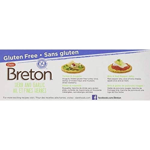 Dare Breton Cracker Gluten Free Herb Garlic, Herb and Garlic, 4....