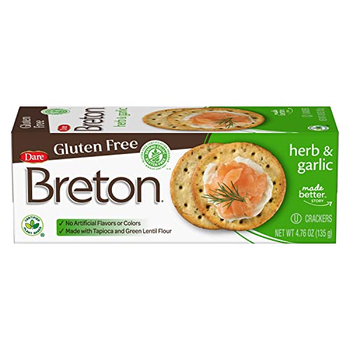 Dare Breton Gluten Free Crackers, Herb and Garlic, 4.76 oz Box ...