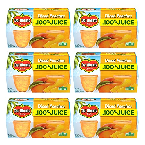 Del Monte Yellow Cling Peaches Fruit Cup, 4-Ounce, 4-Count Pack