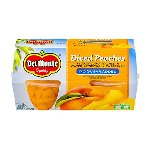 Del Monte Diced Peaches No Sugar Added 4 - 3.75 Oz Cups Pack Of 6