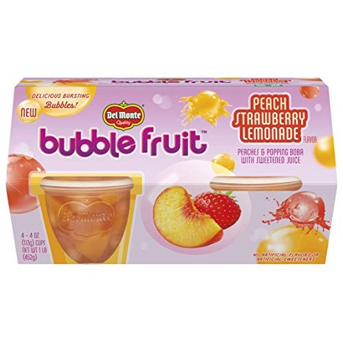 Del Monte Bubble Fruit, Peach Strawberry Lemonade, 4-Ounce Cups,