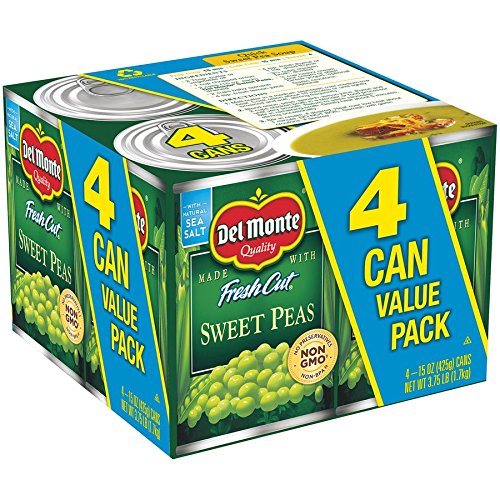 Del Monte Canned Fresh Cut Sweet Peas, 15-Ounce, 4-Pack