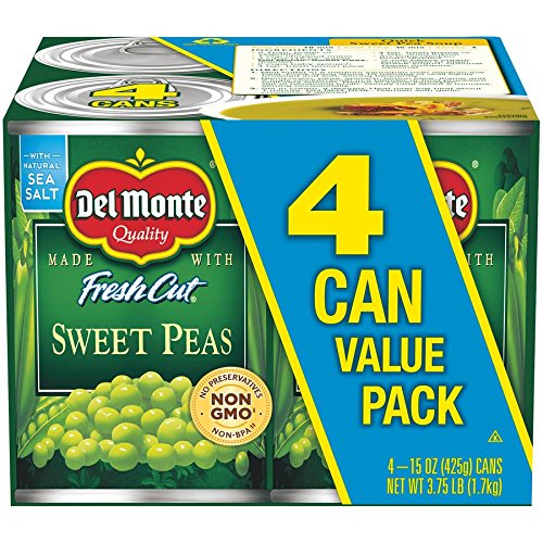 Del Monte Canned Fresh Cut Sweet Peas, 15-Ounce, 4-Pack