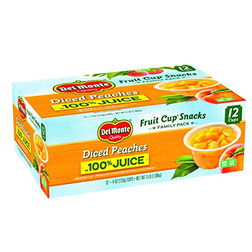 Del Monte Diced Peaches Fruit Snack Cups Family Pack In 100% Jui