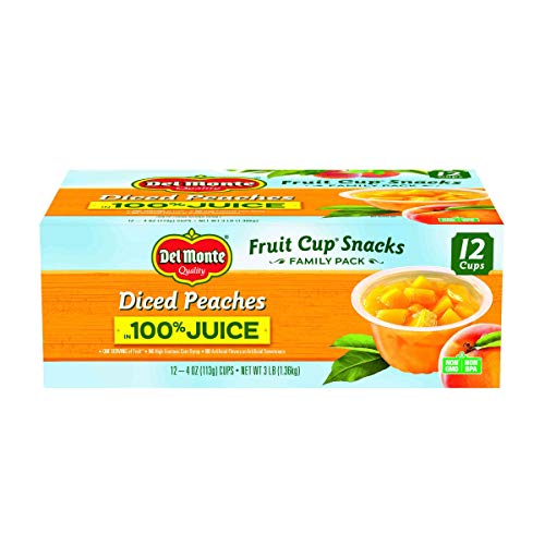 Del Monte Diced Peaches Fruit Snack Cups Family Pack In 100% Jui