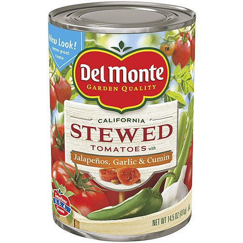 Del Monte, Mexican Recipe Stewed Tomatoes With Jalapenos, Garli