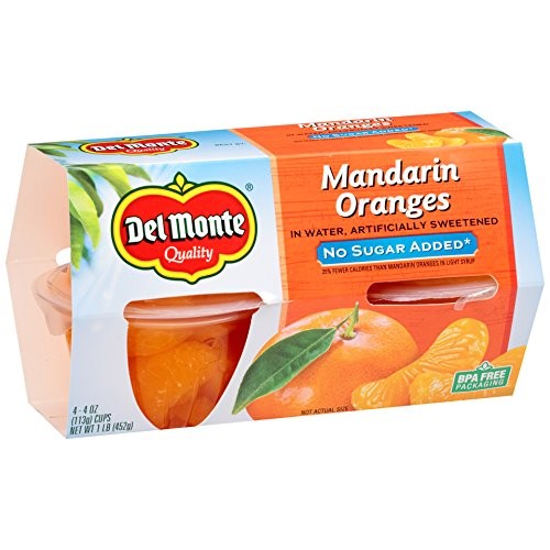 Del Monte No Sugar Added Mandarin Oranges In Water Fruit Cup, 4-