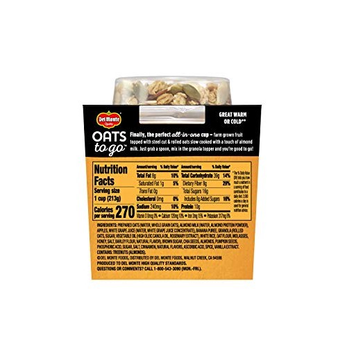 Del Monte Oats To Go Ready To Eat Oatmeal, Banana Nut, 7.5 Oz Cu