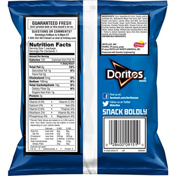 Doritos Cool Ranch Flavored Tortilla Chips 1 Ounce Pack