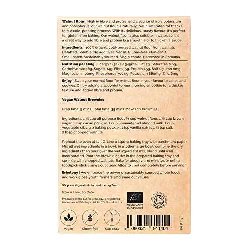 Organic Walnut Flour 10.6 Oz - Soluble - Gluten-Free - From Cold