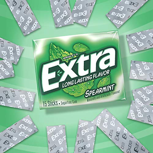 EXTRA Spearmint Sugarfree Chewing Gum, 15 Count Pack Of 10 ...