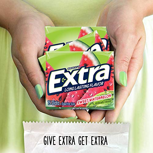 Extra Sweet Watermelon Sugarfree Gum, 15 Pieces Pack Of 10