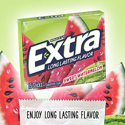 Extra Sweet Watermelon Sugarfree Gum, 15 Pieces Pack Of 10