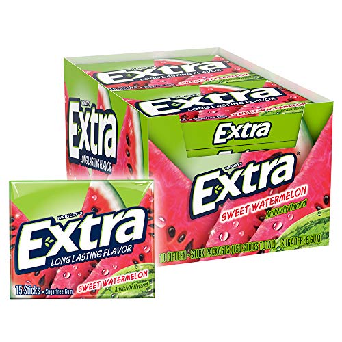 Extra Sweet Watermelon Sugarfree Gum, 15 Pieces Pack Of 10