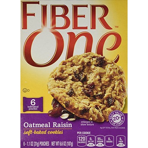 General Mills, Fiber One, Soft Baked Cookies, Oatmeal Raisin, 6.