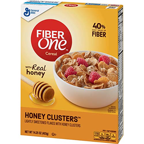 General Mills Fiber One Cereal, Honey Clusters, 14.25 Oz