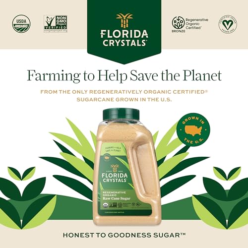 Florida Crystals Organic Raw Cane Sugar, 48 OZ Jug Pack of 2