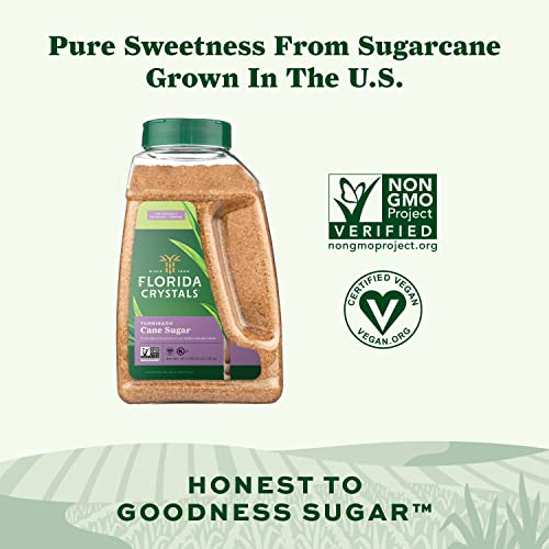 Florida Crystals Turbinado Cane Sugar, 44 OZ Jug Pack of 2