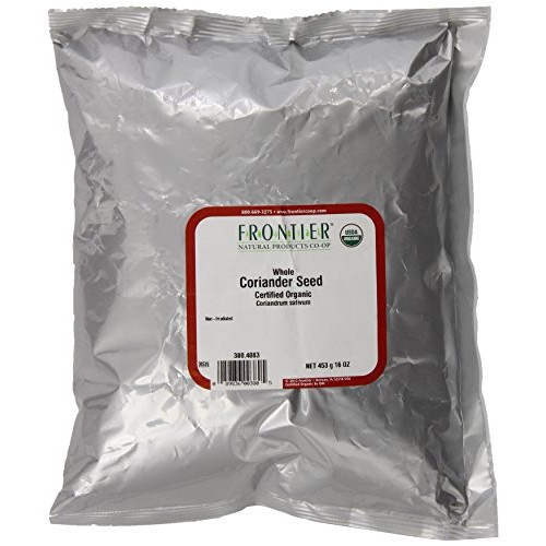 Frontier Coriander Seed Whole Certified Organic, 16 Ounce Bags