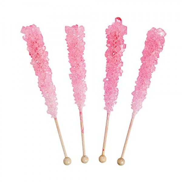 Fun Express Pink Rock Candy Pops Edibles Sucker