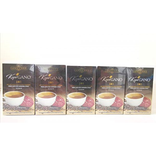 [Value Pack] 5 Boxes Ganocafe 3 In 1 Ganoderma Lucidum Latte Cof
