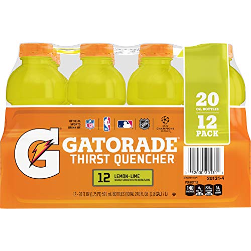 Gatorade Thirst Quencher Lemon-Lime, 20 Ounce Bottles Pack Of 12