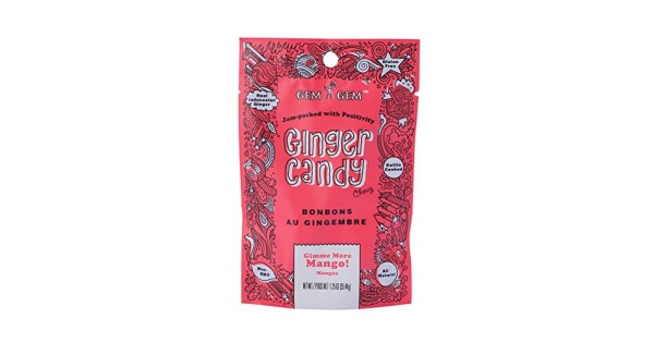 Gem Gem Ginger Candy Chewy Ginger Chews Mango 125oz Tasting 2280