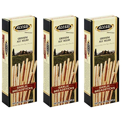 Alessi Thin Garlic Breadsticks, 4.4 Ounce Pack Of 3