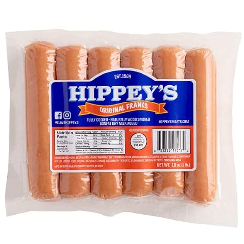 Hippeys #1 Franks. Frankfurters or Hot dogs. 1 LB.