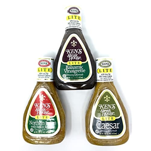 Kens Steak House Lite Dressing - Variety 3 Pack - Lite Caesar,