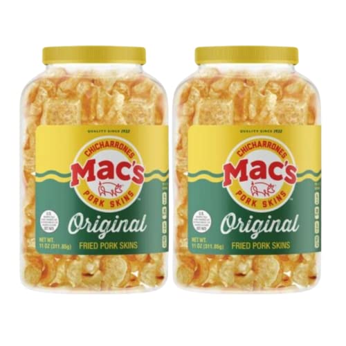 Macs Original Fried Pork Skins 11 Oz Barrel, Perfect Snack, Glu...