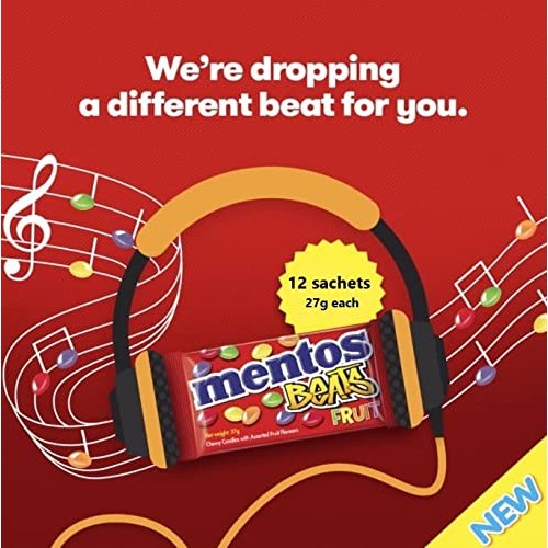 Mentos Beats Fruit Candy Mint - Chewy Sweets With Assorted Flavo...