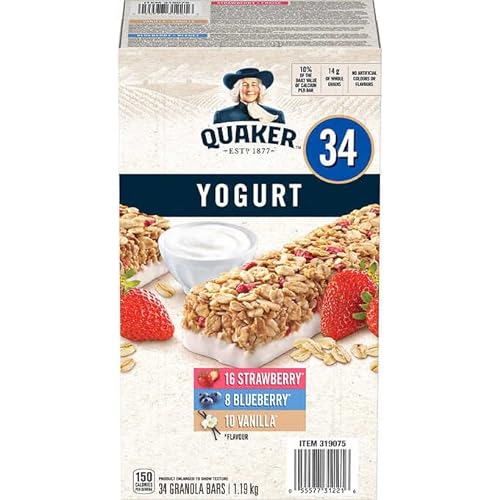 Quaker Yogurt Granola Bars, 34-count Breakfast Bar Variety pack,...