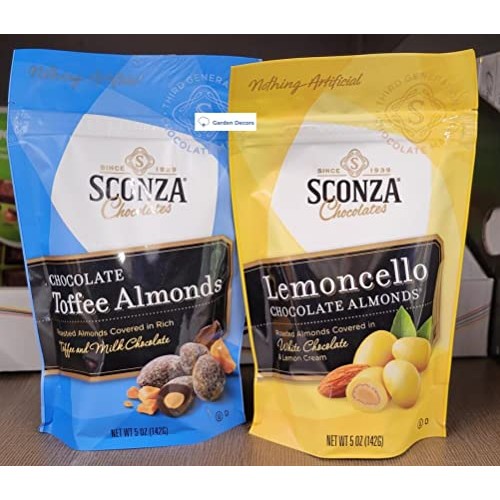 Sconza Chocolate Toffee Almonds & Lemon Chocolate Almonds 5oz 14...