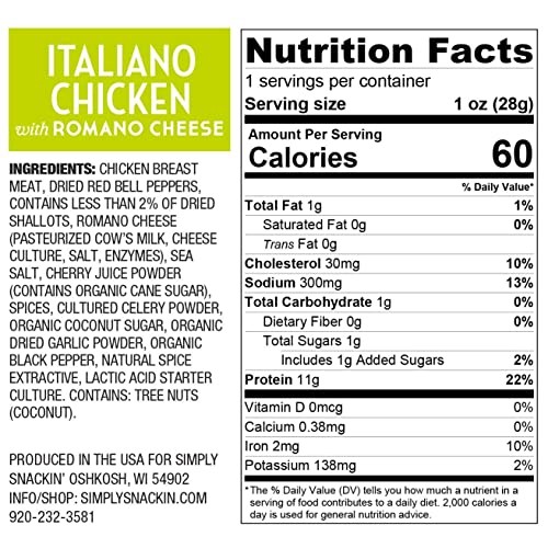 Simply Snackin - Dried Chicken Breast Snacks, High Protein, Low...