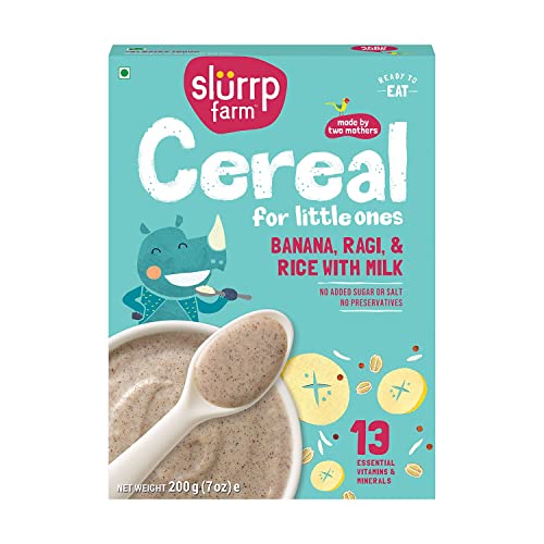 Slurrp Farm Baby Cereal, Ragi, Rice and Banana with Milk, Instan...