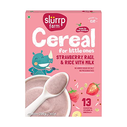 Slurrp Farm Baby Cereal, Ragi, Rice and Strawberry with Milk, In...