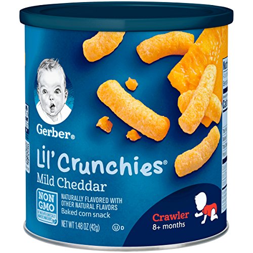 Gerber Lil Crunchies Mild Cheddar, 1.48 Ounce Canisters Pack O