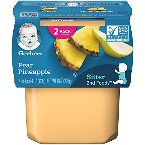 Gerber 2Nd Foods Pear Pineapple, 4 Oz Tubs, 2 Count Pack Of 8