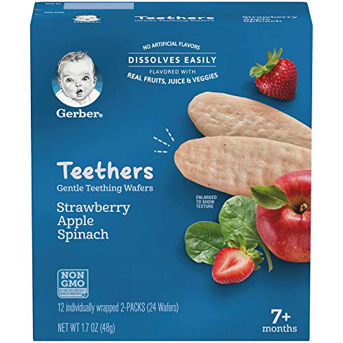 Gerber Teethers, Strawberry Apple Spinach, 24 Count Per Box, 1.7