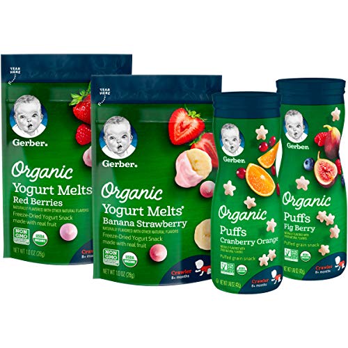 Gerber Up Age Snacks Variety Pack - Organic Yogurt Melts &Amp; Organ