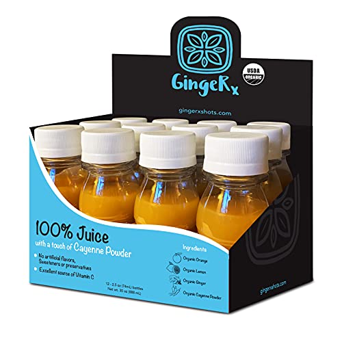 GingeRx Ginger Shots Orange Flavor | USDA Organic Ginger Juice |...