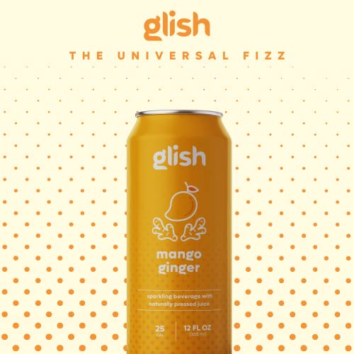 Glish Mango Ginger - Functional Sparkling Water, Aids Immune & G...