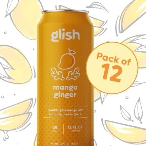 Glish Mango Ginger - Functional Sparkling Water, Aids Immune & G...